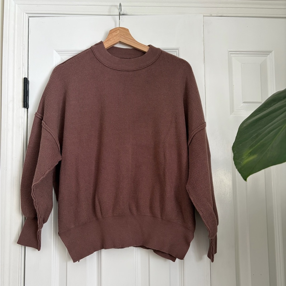 Women's Brown Ribbed Sweater